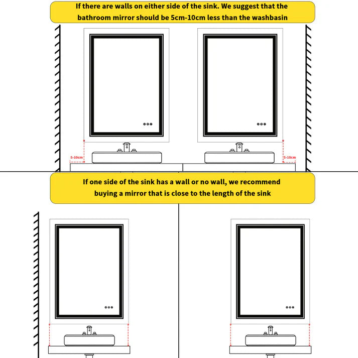 Rectangle Double Light LED Illuminated Smart Mirror Bathroom Makeup Mirror with Dimmable Anti-Fog