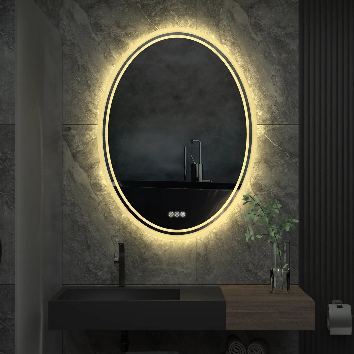 Oval Backlit Light LED Makeup Bathroom Mirror or Wall Mounted, Vanity Mirror Frameless ,Anti-Fog