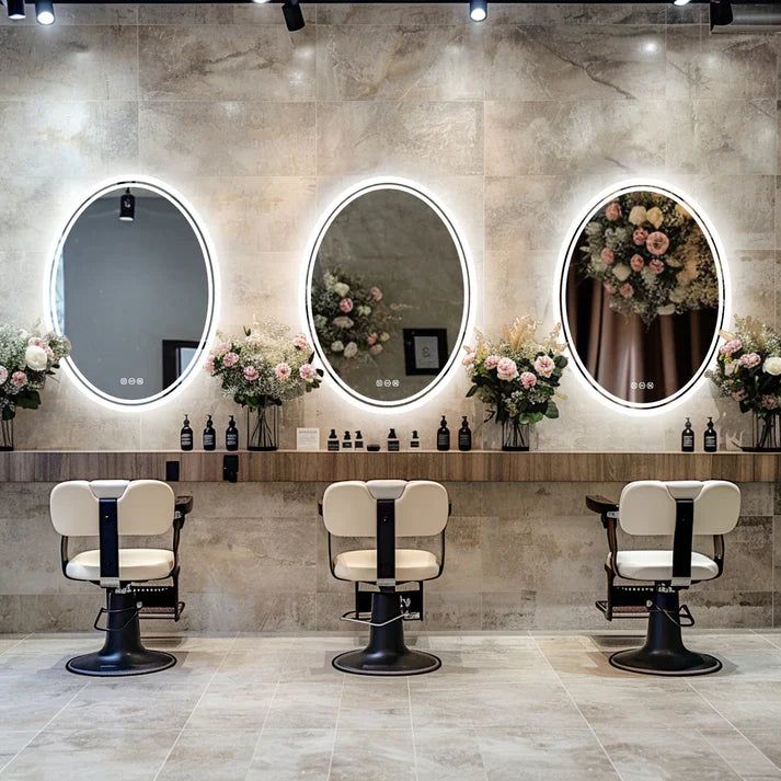 Oval Backlit Light LED Makeup Bathroom Mirror or Wall Mounted, Vanity Mirror Frameless ,Anti-Fog