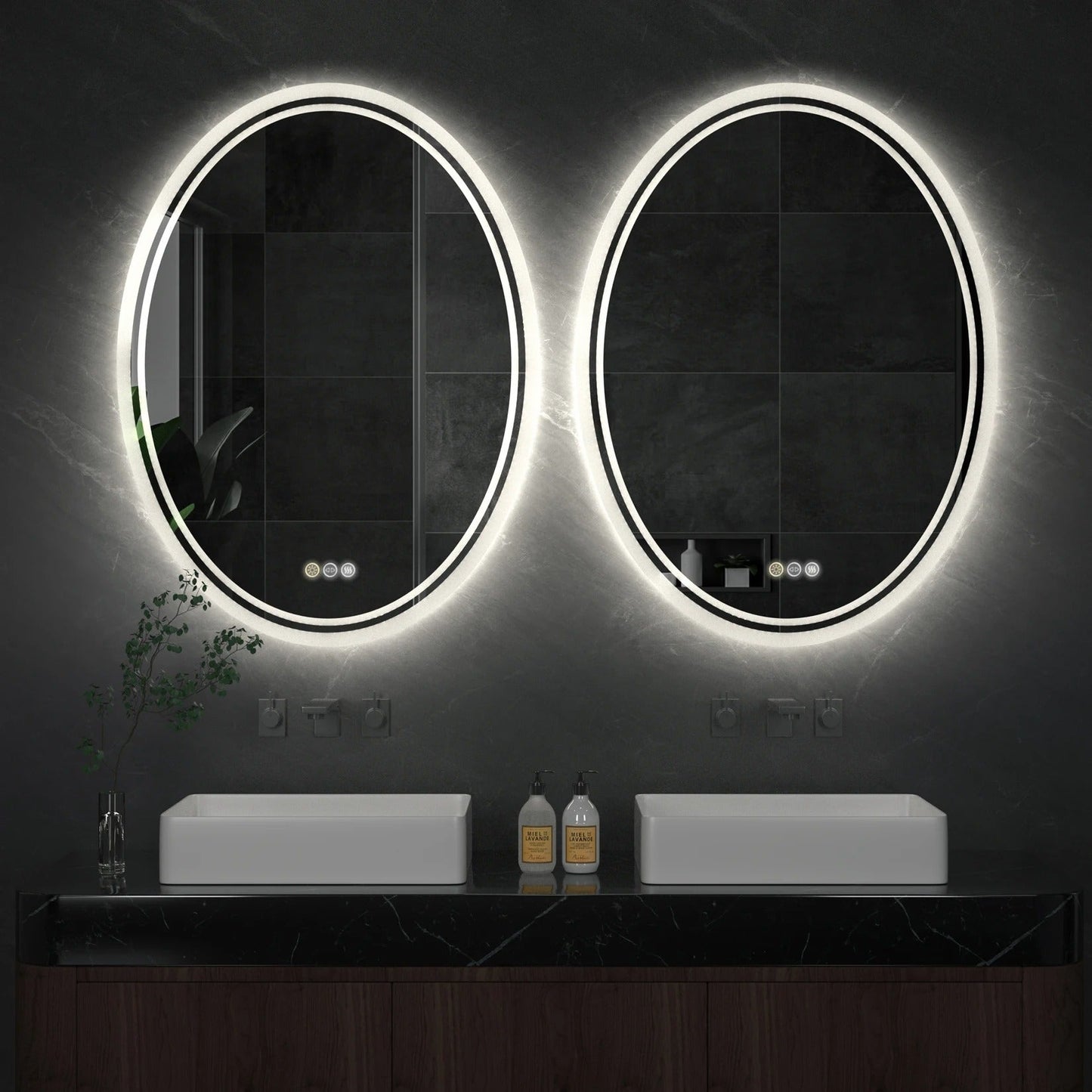 Oval Backlit Light LED Makeup Bathroom Mirror or Wall Mounted, Vanity Mirror Frameless ,Anti-Fog