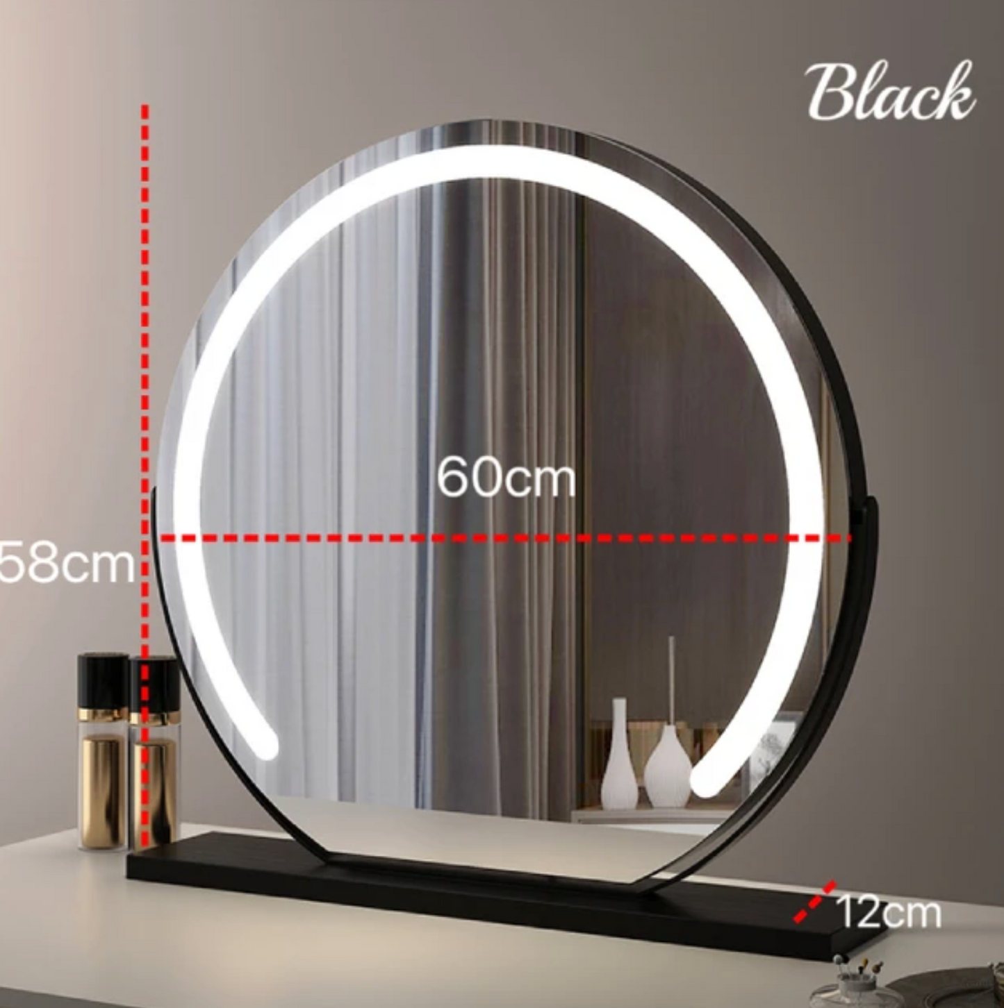 LED Vanity Mirror with Lights - Round Makeup Mirror with 10X Magnification, Smart Touch Dimmable 3 Modes, and 360° Rotation for Bedroom