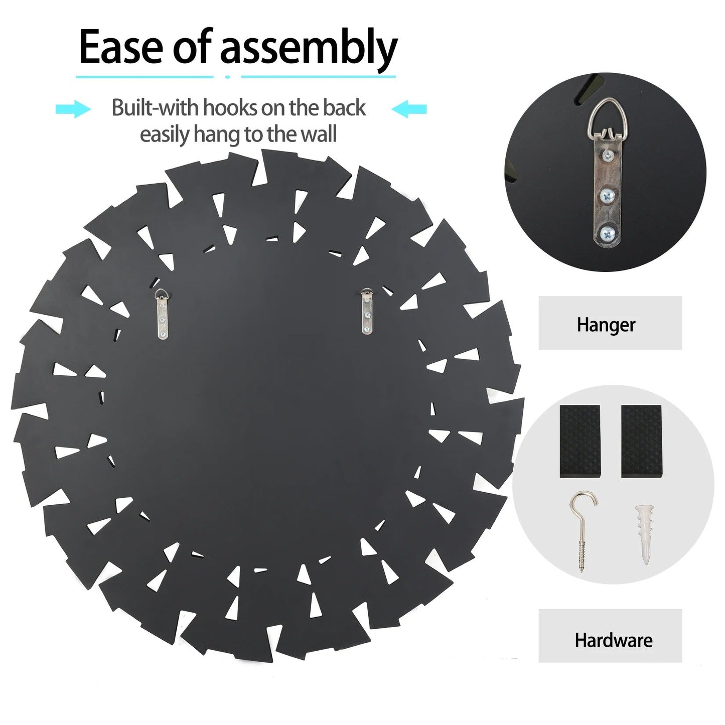 80CM/32" Wall Mirrors Decorative Round Sunburst Mirror for Wall Decor Modern Silver Glass Wall-Mounted Beveled Hanging Circle Accents