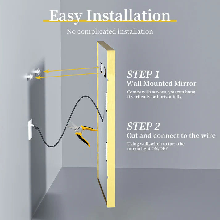 Extra Large Rectangle Gold Aluminum Framed Frontlit LED Bathroom Mirror