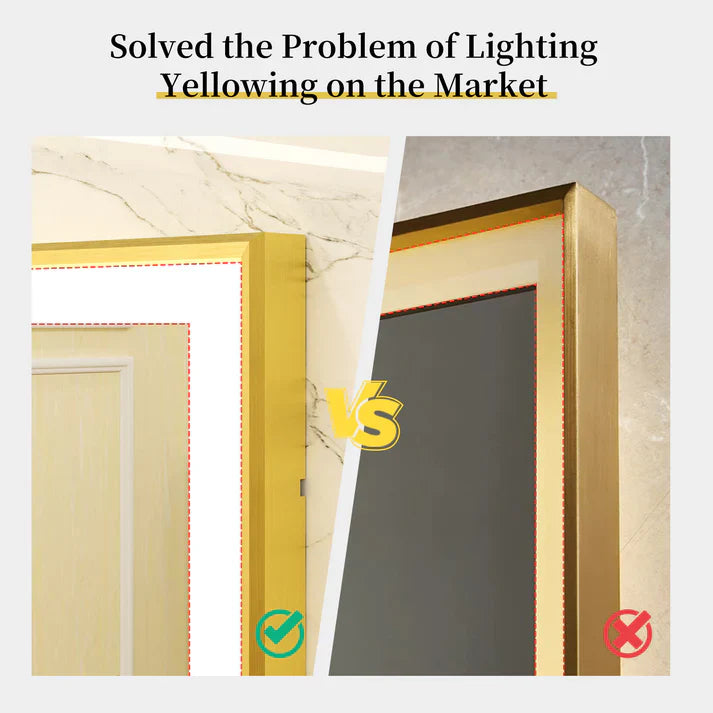 Extra Large Rectangle Gold Aluminum Framed Frontlit LED Bathroom Mirror