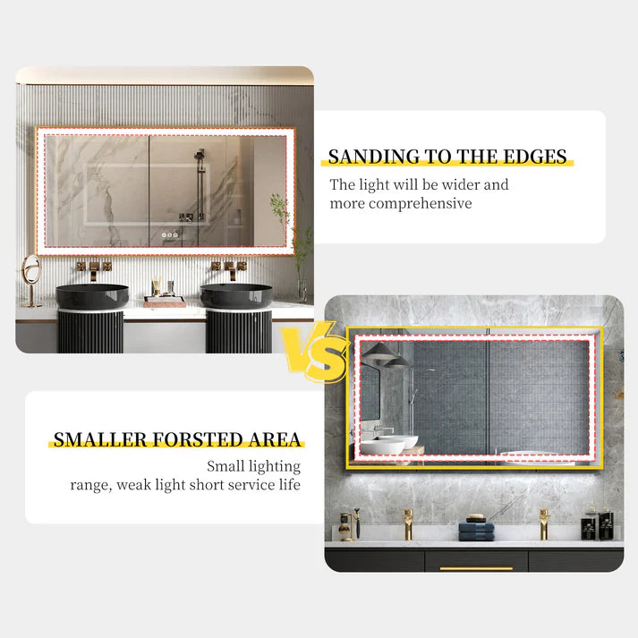 Extra Large Rectangle Gold Aluminum Framed Frontlit LED Bathroom Mirror