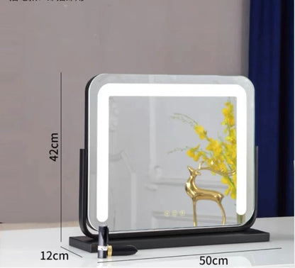 Large Vanity Makeup Mirror with Light – Detachable 15X Magnifier, 3 Color Modes, Touch Control & 360° Rotation