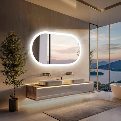 Oval Arched Large Backlit Light Oval Arched Large LED Makeup Bathroom Mirror, Anti-Fog, 3-Color Smart Mirrors