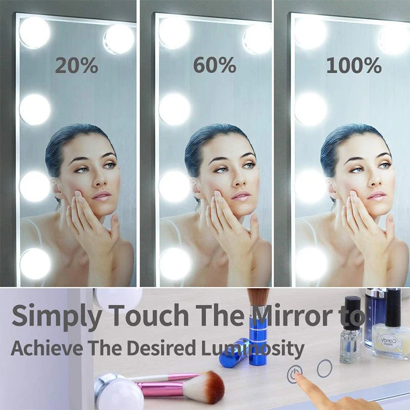 Large Vanity Makeup Mirror with 14 LED Bulbs – 3 Color Modes, Hollywood Mirror for Dressing Room & Bedroom