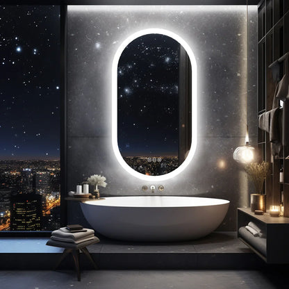 Oval Arched Large Backlit Light Oval Arched Large LED Makeup Bathroom Mirror, Anti-Fog, 3-Color Smart Mirrors