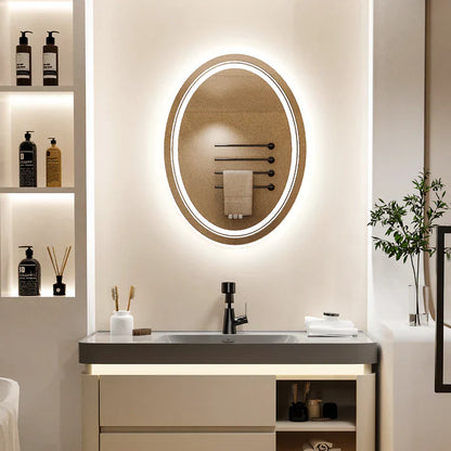 OVAL Double Light LED Illuminated Smart Bathroom Illumination Mirror, Wall Mounted, Anti-Fog