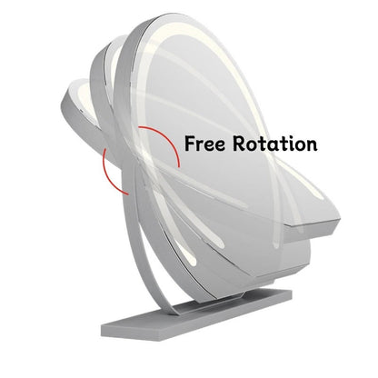 Round LED Vanity Mirror with Smart Touch, Dimmable 3-Light Modes & 360° Rotation for Bedroom