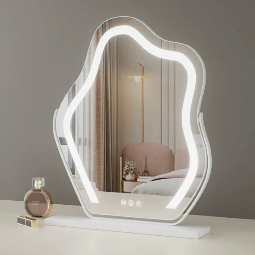 Cloud-Shaped LED Vanity Mirror with Dimmable Lights, 3 Touch Modes & 360° Rotation – LED Makeup Mirror