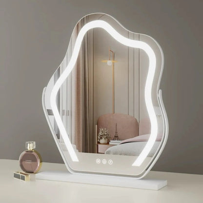 Cloud-Shaped LED Vanity Mirror with Dimmable Lights, 3 Touch Modes & 360° Rotation – LED Makeup Mirror