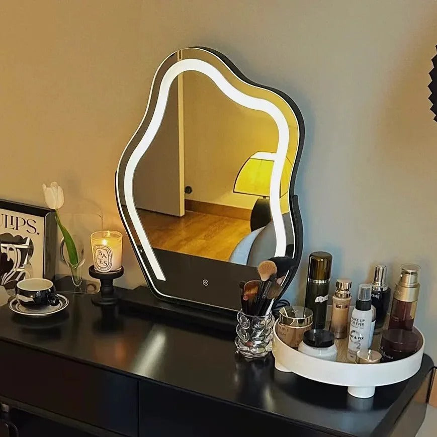 Cloud-Shaped LED Vanity Mirror with Dimmable Lights, 3 Touch Modes & 360° Rotation – LED Makeup Mirror