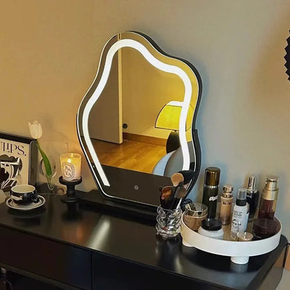 Cloud-Shaped LED Vanity Mirror with Dimmable Lights, 3 Touch Modes & 360° Rotation – LED Makeup Mirror