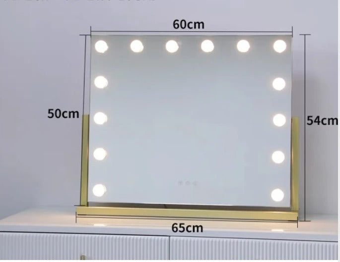 Large Vanity Makeup Mirror with 14 LED Bulbs – 3 Color Modes, Hollywood Mirror for Dressing Room & Bedroom
