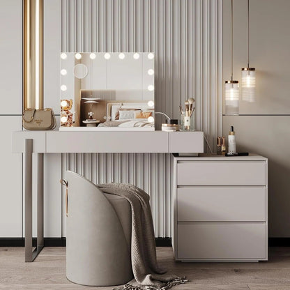 Bluetooth Speaker Hollywood Vanity Mirror with Lights – 58×45cm Large LED Makeup Mirror, 15 Dimmable Bulbs, 3 Color Modes & USB Port