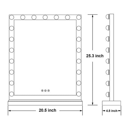 Large Vanity Mirror with 17 LED Bulbs - 3-Color Lighting for Makeup and Dressing Table
