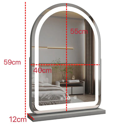 Arched LED Lighted Vanity Mirror - Dimmable Full-Length White Makeup Mirror