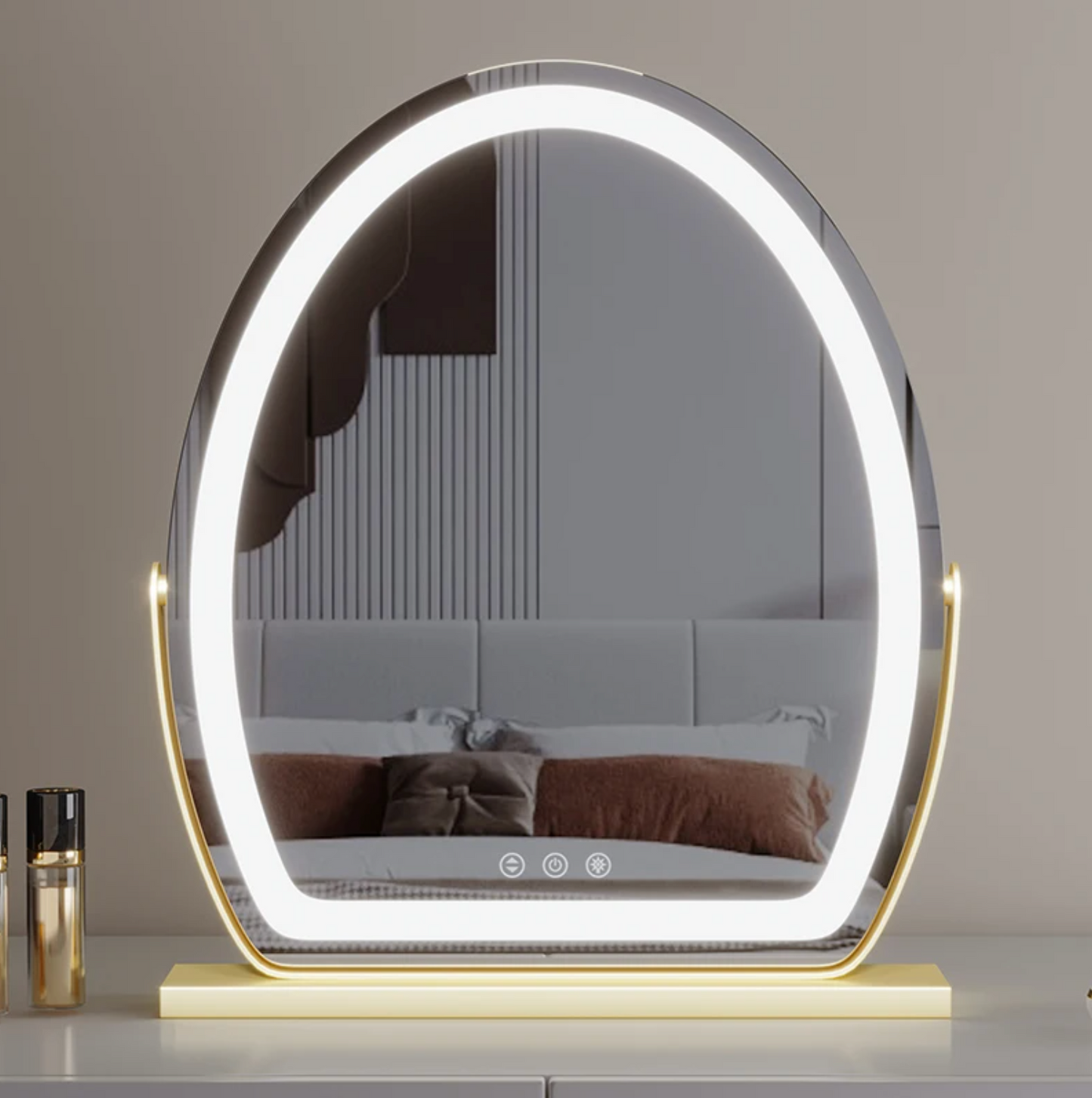LED Vanity Mirror with Touch Sensor – Dimmable 3-Color Lighted Makeup Mirror for Bedroom