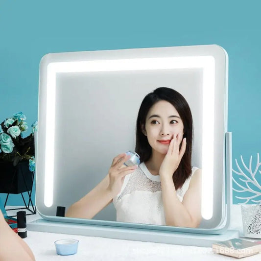 Large Vanity Makeup Mirror with Light – Detachable 15X Magnifier, 3 Color Modes, Touch Control & 360° Rotation