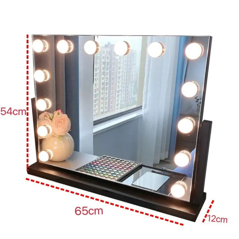 Large Vanity Makeup Mirror with 14 LED Bulbs – 3 Color Modes, Hollywood Mirror for Dressing Room & Bedroom