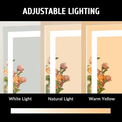 Large Vanity Makeup Mirror with Light – Detachable 15X Magnifier, 3 Color Modes, Touch Control & 360° Rotation