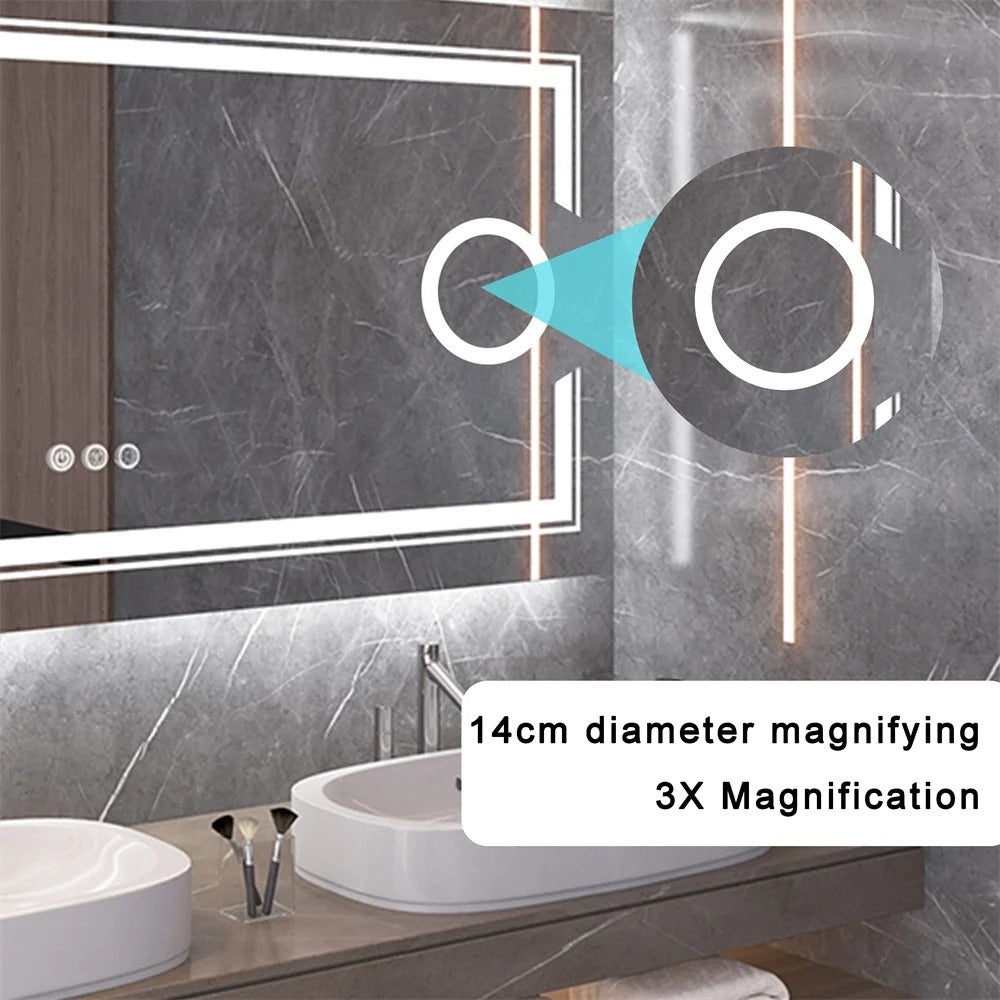 Extra Large Rectangle Double lights Smart LED Bathroom Mirror with 3X Magnifier