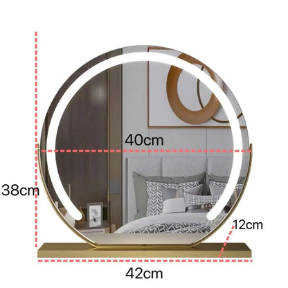 Round LED Vanity Mirror with Smart Touch, Dimmable 3-Light Modes & 360° Rotation for Bedroom