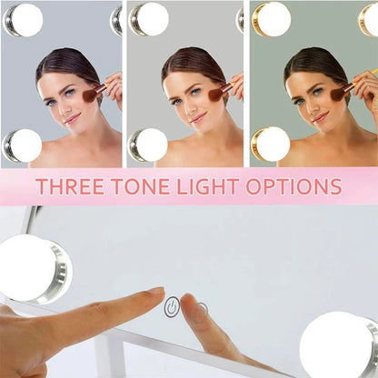 Round Vanity Makeup Mirror with Lights – 3 Color Modes, Detachable 15x Magnification Hollywood Mirror for Bedroom & Dressing Room