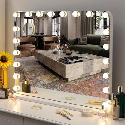 Hollywood Vanity Mirror with 20 Dimmable LED Bulbs – Metal Frame Makeup Mirror 80x60cm
