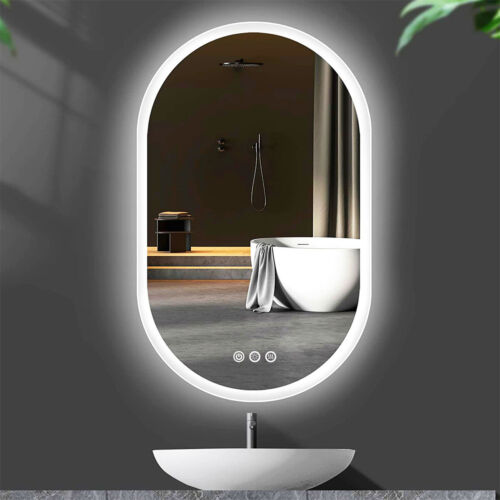 Arched Oval Large Backlit Light LED Makeup Bathroom Smart Bathroom Illumination Mirror, Wall Mounted, Anti-Fog