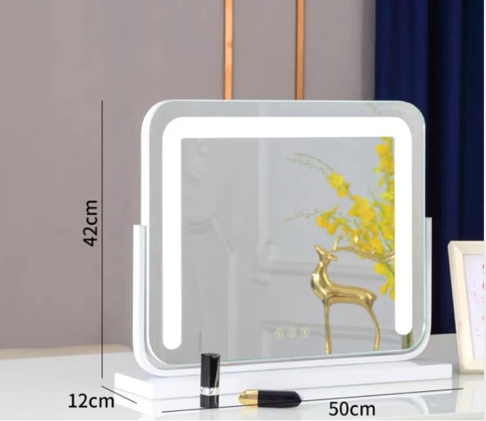 Large Vanity Makeup Mirror with Light – Detachable 15X Magnifier, 3 Color Modes, Touch Control & 360° Rotation