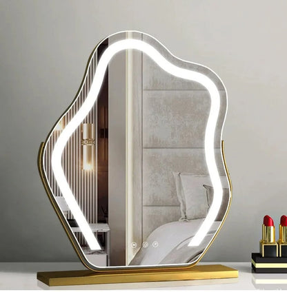 Cloud-Shaped LED Vanity Mirror with Dimmable Lights, 3 Touch Modes & 360° Rotation – LED Makeup Mirror